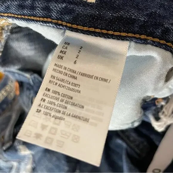 American Eagle vintage hi rise festival ripped embroidered pocket jean shorts 2 - Picture 8 of 9